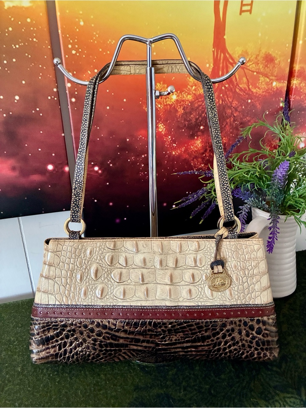 Brahmin Croc-Embossed Shoulder Bag